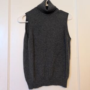 KORS Michael Kors Cashmere Gray Sleeveless Turtleneck Sweater Sm Quiet Luxury